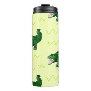 Alligator on yellow thermal tumbler