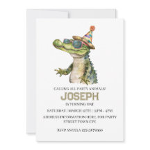 Alligator Party Invitation Invite pool party