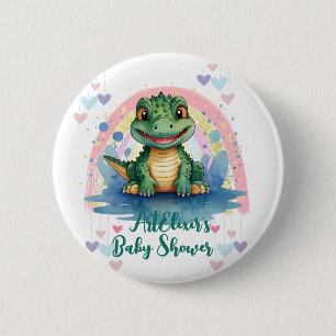 Alligator Pastel Rainbow Colourful Baby Shower 6 Cm Round Badge