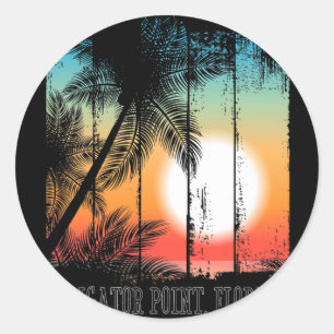 Alligator Point Florida Beach Palms Vacation Surf Classic Round Sticker
