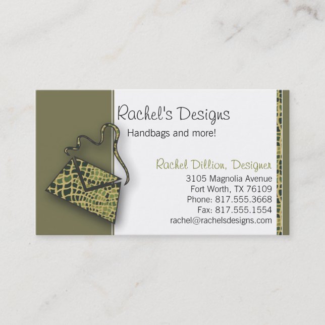 Alligator Purse Business Card (Front)