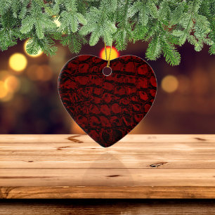 Alligator Red Faux Leather Ceramic Tree Decoration