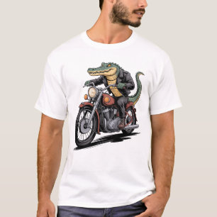 Alligator Riding Motorcycle  T-Shirt