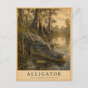 Alligator Southern Wetlands VINTAGE Postcard