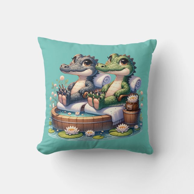 "Alligator Spa Day" Cushion (Front)