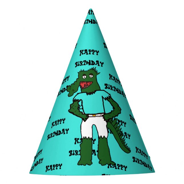 Alligator Surfer Birthday Hat  (Front)
