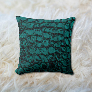 Alligator Teal Faux Leather Cushion