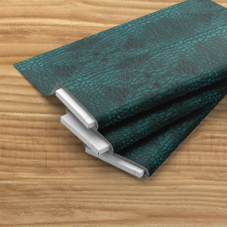 Alligator Teal Faux Leather Fabric
