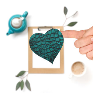 Alligator Teal Faux Leather Heart Sticker