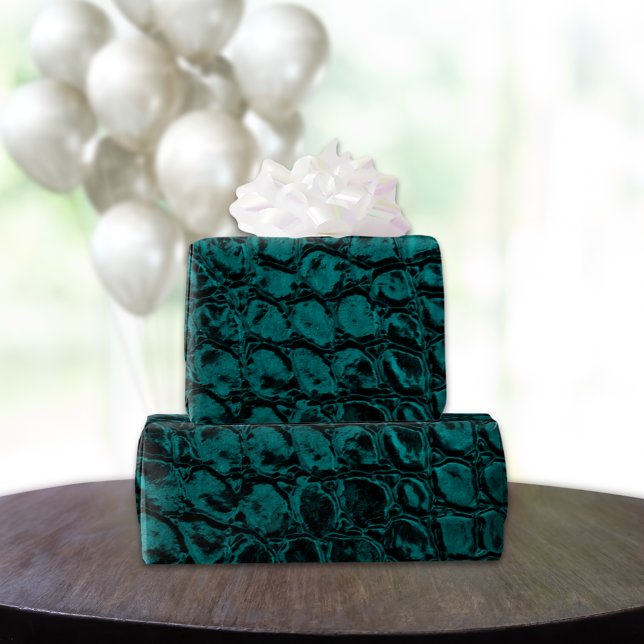 Alligator Teal Faux Leather Wrapping Paper (Creator Uploaded)