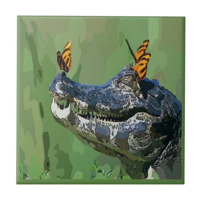 Alligator  Tile, Dutch Look, Personalise Ceramic Tile (Front)