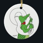 Alligator Tuba Ceramic Ornament<br><div class="desc">A very special ornament designed for a great, accomplished musician. This ornament can be easily personalised on the back with your message or greeting. Great to gift to your musical friends and co-workers! The artwork is by d.a.gordon dart. To view more of her work visit: www.dagdart.com</div>