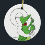 Alligator Tuba Ceramic Ornament<br><div class="desc">A very special ornament designed for a great, accomplished musician. This ornament can be easily personalised on the back with your message or greeting. Great to gift to your musical friends and co-workers! The artwork is by d.a.gordon dart. To view more of her work visit: www.dagdart.com</div>