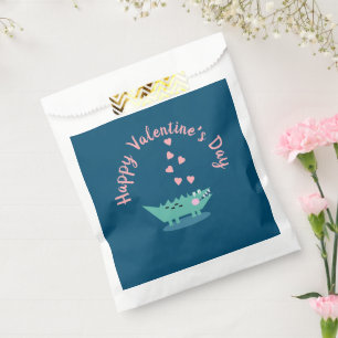 Alligator Valentines Day Hearts Pink Favour Bag