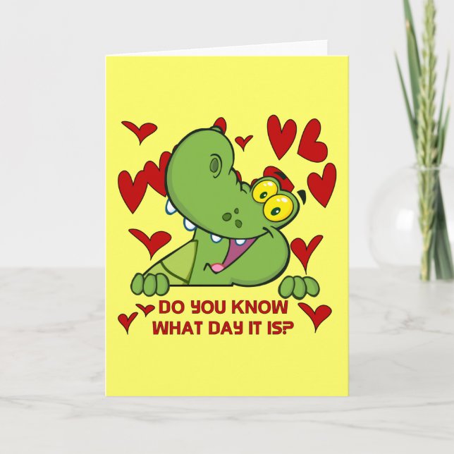 Alligator Valentines Day Holiday Card (Front)