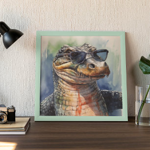 alligator wearing sunglasses poster