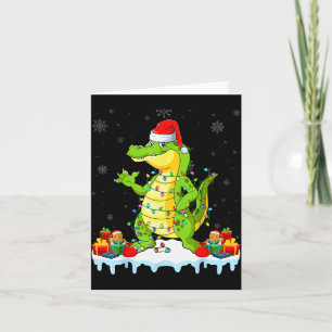 Alligator Wearing Xmas Lights Santa Hat Alligator  Card