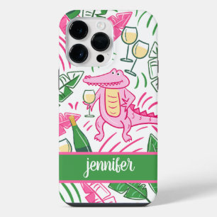 Alligator Wine Pink Green Preppy Personalised Cas iPhone 14 Pro Max Case