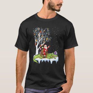 Alligator Xmas Santa Riding Alligator Christmas T-Shirt