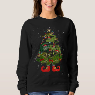 Alligators Christmas Tree Lights Funny Santa Hat L Sweatshirt