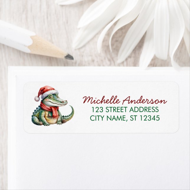 Alligators-Crocodiles Christmas Return Address     Label (Insitu)