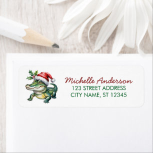Alligators-Crocodiles Christmas Return Address     Label