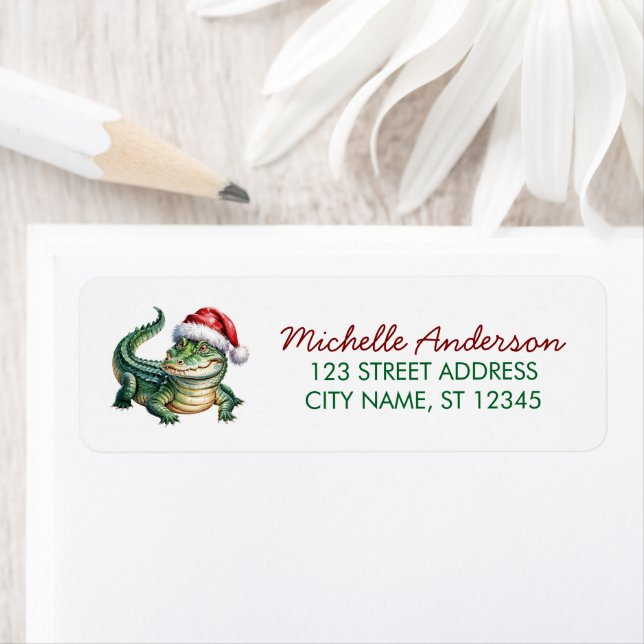 Alligators-Crocodiles Christmas Return Address     Label (Insitu)