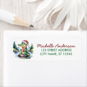 Alligators-Crocodiles Christmas Return Address     Label