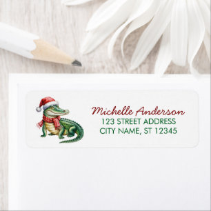 Alligators-Crocodiles Christmas Return Address Label