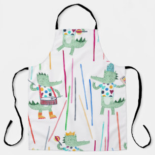 Alligators Music: Watercolor Childish Seamless Apron