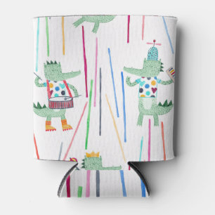 Alligators Music: Watercolor Childish Seamless Can Cooler