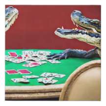 Alligators Playing Cards