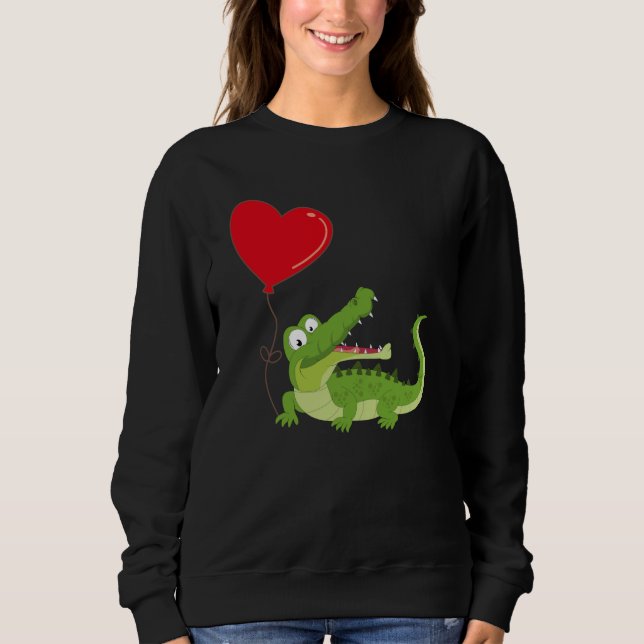 Alligators With Heart Balloon Valentines Day Love  Sweatshirt (Front)