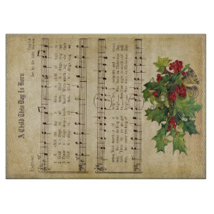 Allin Grey "A CHILD THIS DAY IS BORN" Glass Cutting Board