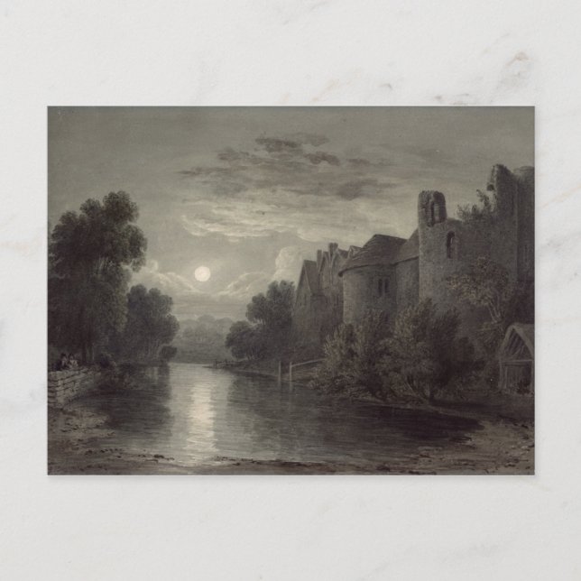Allington Castle, near Maidstone, Kent; Moonlight Postcard (Front)