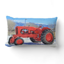 Allis Chalmers Tractor Winter Scene Lumbar Pillow