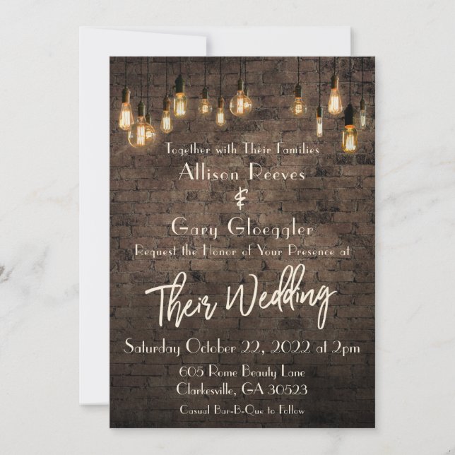 Allison and Gary Custom; Revised w/ Cream Letters Invitation (Front)