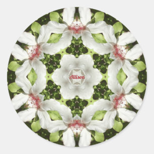 ALLISON ~ EASTER HIBISCUS WHITE RELIGIOUS ~ CLASSIC ROUND STICKER