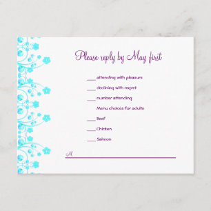 Allison Rachel Reception Card with Menu Choices