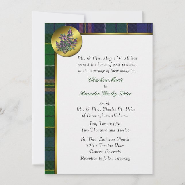 Allison Tartan Plaid Wedding Invitation (Front)