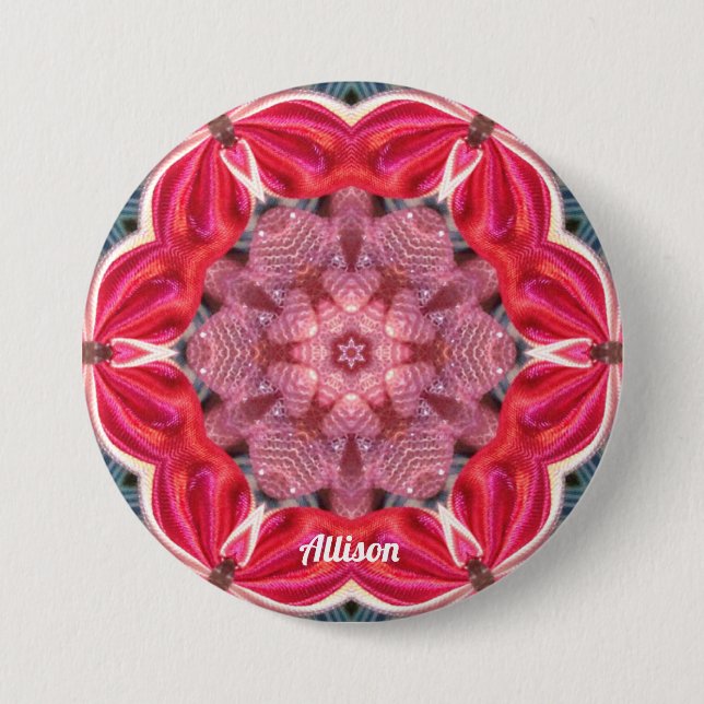 ALLISON ~ White Pink Green BLING ~ Button (Front)