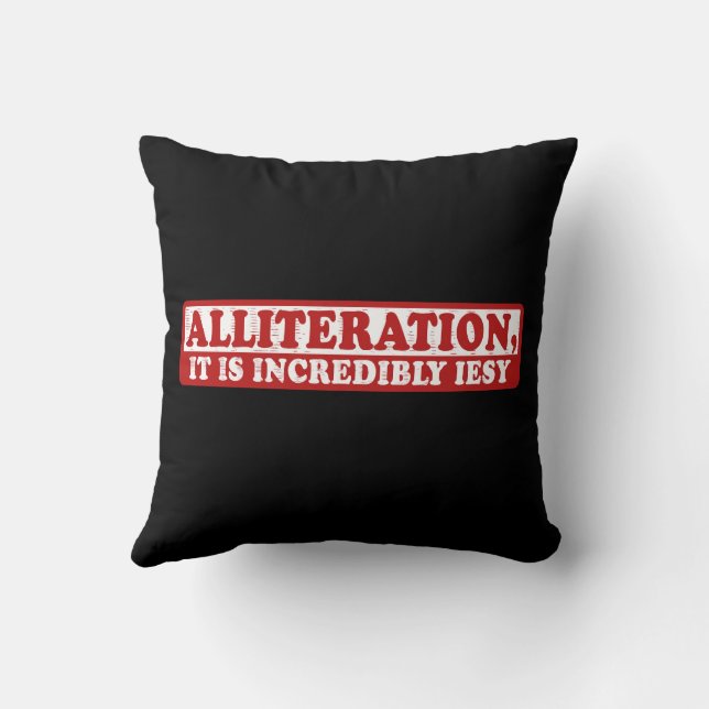 Alliteration funny creative writing cushion (Back)