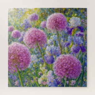 Allium and Iris Summer Garden Jigsaw Puzzle