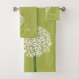  Allium Flower Botanical Art | Elegant Flora Bath Towel Set