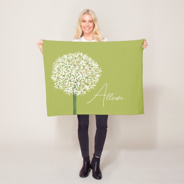  Allium Flower Botanical Art | Elegant Flora Fleece Blanket (In Situ)