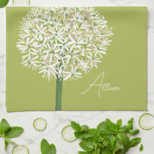  Allium Flower Botanical Art   Elegant Flora Tea Towel