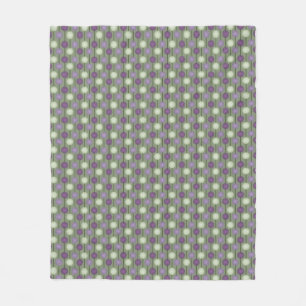 Allium Flower Pattern Green Purple Fleece Blanket