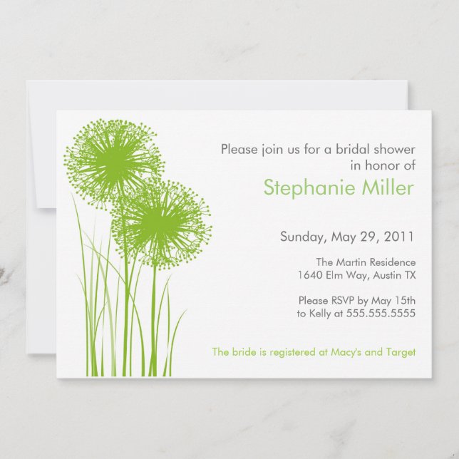Allium in Grass Shower Invitation (Front)