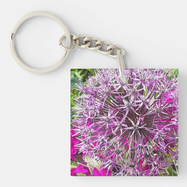 Allium & Summer Flowers Acrylic Key Ring (Front)