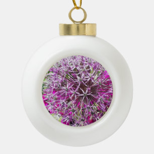 Allium & Summer Flowers Ceramic Ball Christmas Ornament